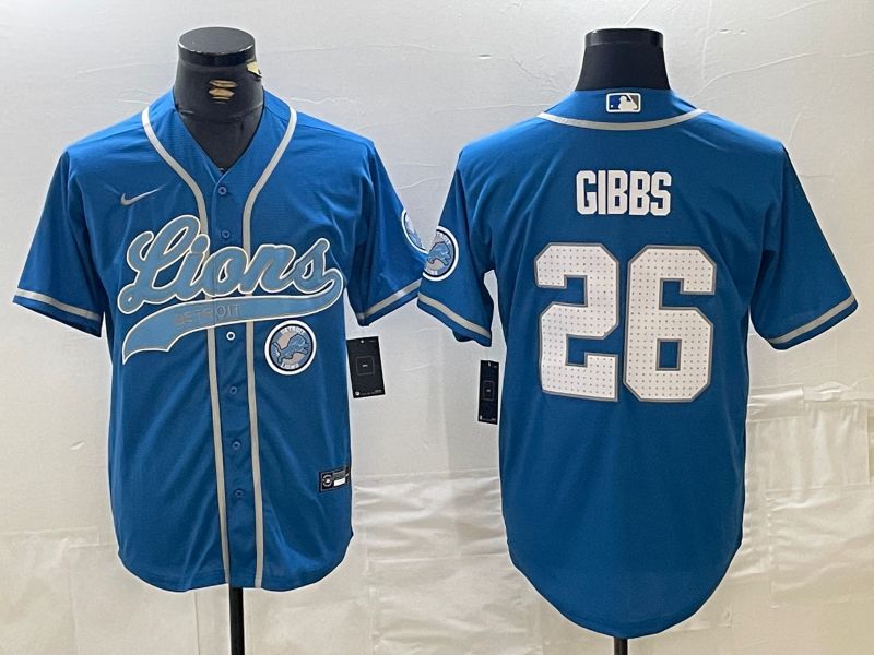 Men Detroit Lions #26 Gibbs Blue Joint Name 2024 Nike Limited NFL Jersey style 5->detroit lions->NFL Jersey